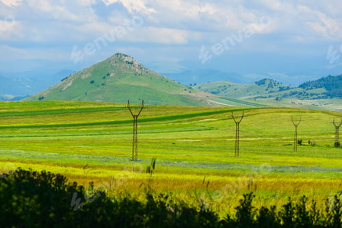 Preview: Amazing Landscape With Mountains And Yellow Field Flowers, Armenia