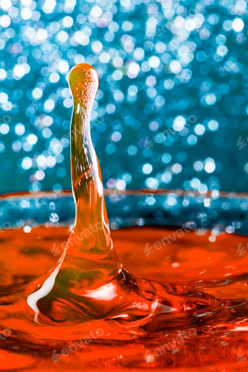 Preview: Abstract, Colorful Composition With Small Bokeh Lights, Water Drops And Water Texture. Can Be Used