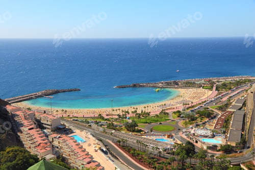 Preview: Amadores Beach, Gran Canaria, Spain. Tourist Resort Area.