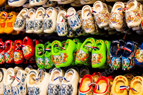 Preview: Clogs For Sale At A Dutch Retail Shop. Wooden Shoes Are A Well Know Traditional Souvenir From