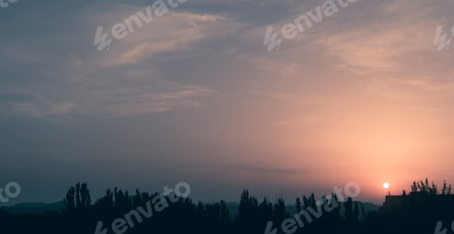 Preview: Landscape With Dramatic Light - Beautiful Golden Sunset With Saturated Sky And Clouds.