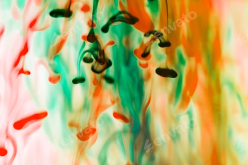 Preview: Abstract Composition With Ink And Small Bubbles. Beautiful Background, Texture And Colors