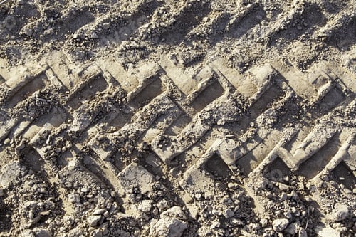 Preview: Traces Of Wheels In The Mud, Detail Of Marks In The Nature