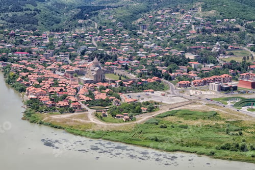 Preview: View To Confluence Aragvi And Mtikvari Rivers And Town Of Mtsheta From Jvari Church. Georgia