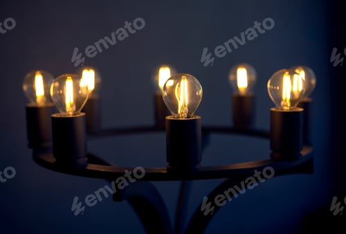 Preview: Lamp Candlestick On Dark Blue Background