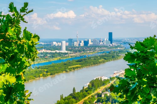 Preview: Aerial View Of Vienna International Center Through Lush Vegetation From Kahlenberg Hill In Vienna