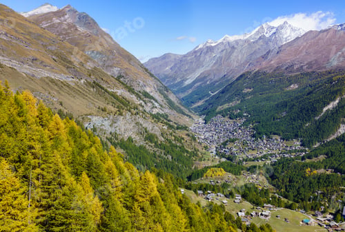 Preview: Aerial View Of Zermatt Village Switzerland.