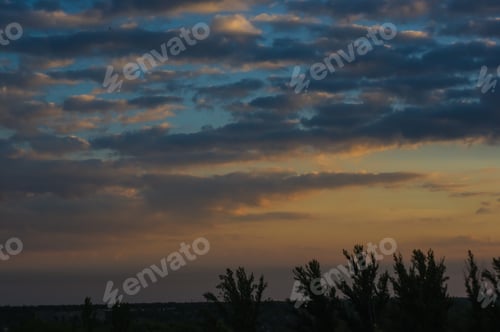Preview: Landscape With Dramatic Light - Beautiful Golden Sunset With Saturated Sky And Clouds.