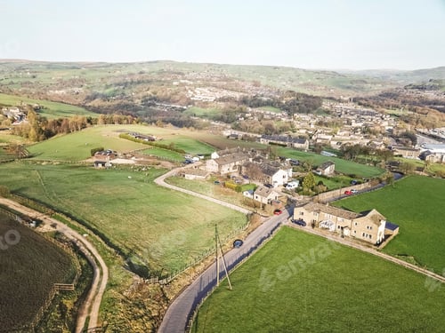 Preview: Aerial View Of Sowerby Bridge From Norland, West Yorkshire, Uk