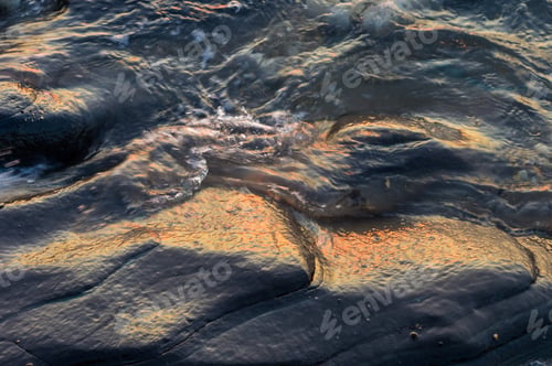Preview: Pebble Stones On The Sea Beach, The Rolling Waves Of The Sea With Foam