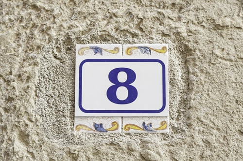 Preview: Number Eight On A Wall, Detail Of A Number Of Information On A Wall Of A House, Even Number