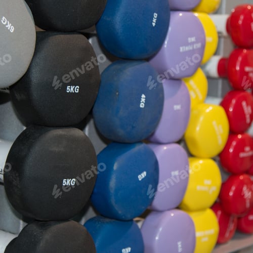 Preview: Rubber Colorful Dumbbells In Different Sizes, Weight Fitness Equipment