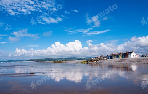 Preview: Reflections In The Sand On A Beach In Wales.