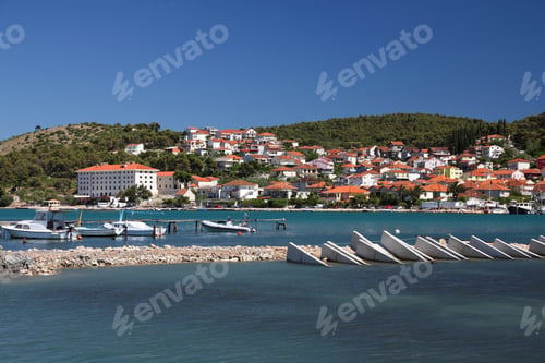 Preview: Croatia - Trogir In Dalmatia. Motorboat Marina And Ciovo Island.
