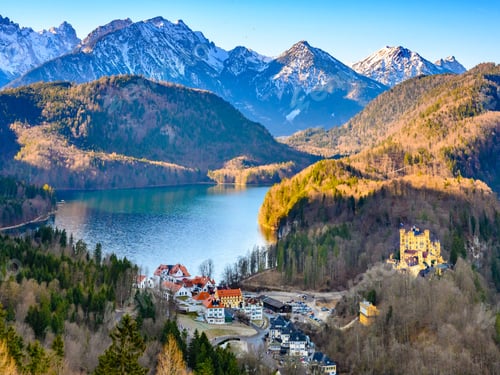 Preview: Landscape Of Bavarian Lake And Surrounded Alps From The Neuschwanstein Castle, Germany.