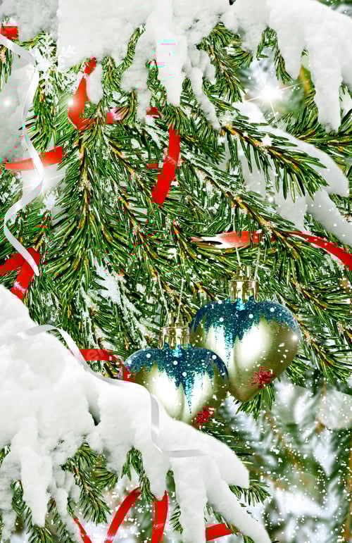 Visualização: Brinquedos de corações decorados com abeto