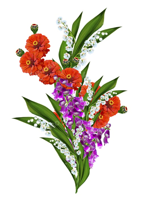 Vista previa: Spring Flowers Isolated On White Background