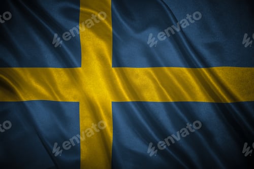 Preview: Flag With Original Proportions. Closeup Of Grunge Flag Of Sweden