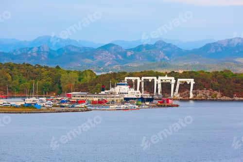 Preview: Stavanger, Norway Fjord And Mountains View With Houses And Harbour