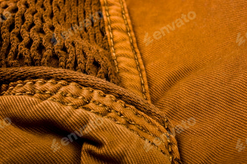 Preview: Clothing Items Stonewashed Cotton Fabric Texture With Seams, Clasps, Buttons And Rivets, Macro