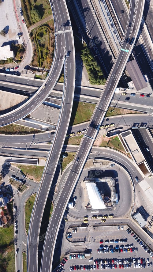 Preview: Aerial Drone Bird'S Eye View Of Attiki Odos Motorway Passing Through Attica, Athens, Greece