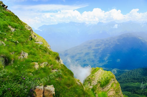 Preview: Alpine Meadows And Mountains In Krasnaya Polyana, Russia. Beautiful View Of Mountains.