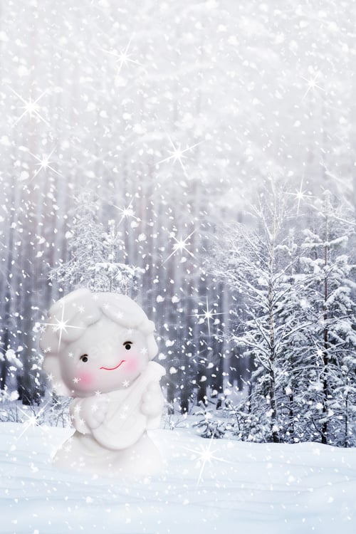 Preview: Angel On Background Of A Winter Landscape. Christmas.