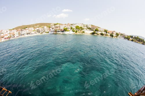 Preview: Greek Landscape With Sea And Resorts. Fisheye Lens Effect