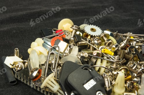 Preview: Techno Backgrounds - Various Bolts, Screws, Washers, Nuts And Other Computer Small Fasteners On