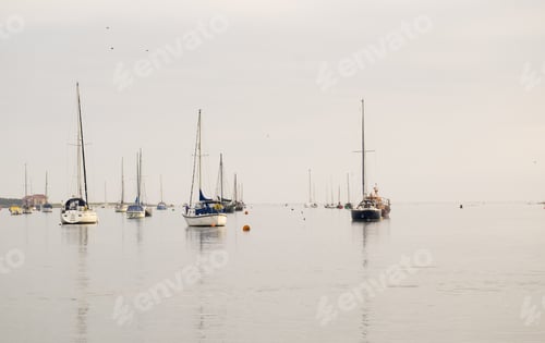 Preview: Small Sailing Boats Anchored At High Tide