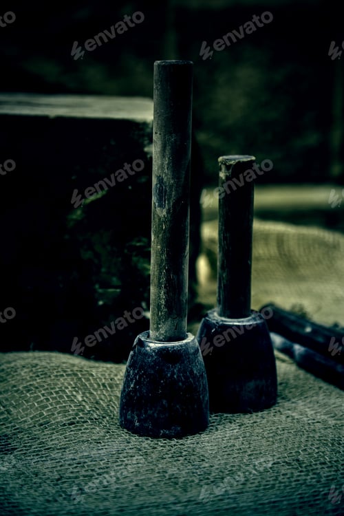 Preview: Old Tools For Carving Stone Of Handmade Way, Detail Of Old Manual Craft