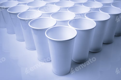 Preview: Large Group Of White Disposable Plastic Cups