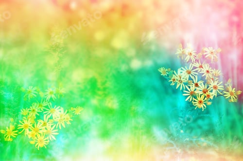 Preview: Bright Yellow Flower. Blurred Image Of Grass.