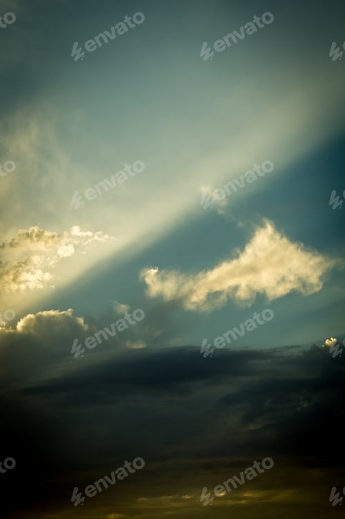 Preview: Landscape With Dramatic Light - Beautiful Golden Sunset With Saturated Sky And Clouds.