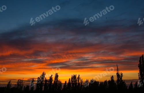 Preview: Landscape With Dramatic Light - Beautiful Golden Sunset With Saturated Sky And Clouds, Peaceful