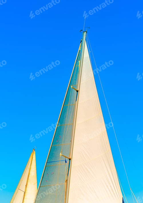 Preview: The Sails Of Two Sailing Boat During A Regatta At Palaio Faliro Gulf In Athens Greece
