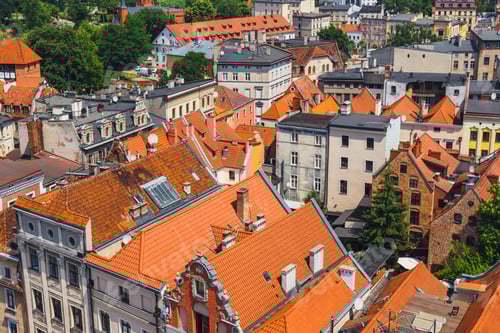 Preview: Aerial View Of Historical Buildings And Roofs In Polish Medieval Town Torun, Poland