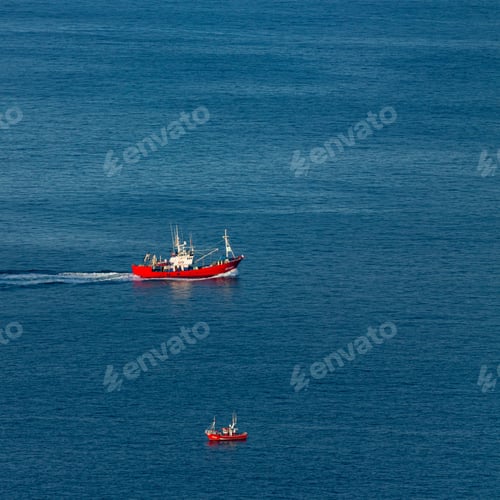 Preview: Fishing Boat On The Cantabrian Sea Nearby Liendo Valley Of Cantabria Autonomous Community Of Spain