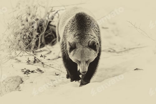 Preview: Brown Bear (Ursus Arctos) In Lake Clark National Park, Alaska, Usa, Vintage Filter