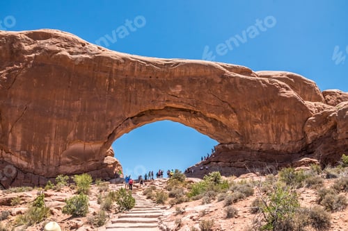 Preview: Moab, Utah / Usa - June 30 2017: Stone Natural Arches Of Utah - A Natural Tourist Attraction Of The