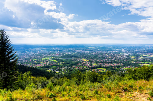 Preview: Panoramic View Of Bielsko Biala City From The Slopes Of Magurka In Beskid Maly, Poland. Bielsko Is