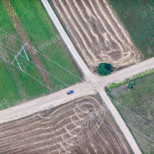 Preview: Aerial View Over The Rural Fields In Summertime