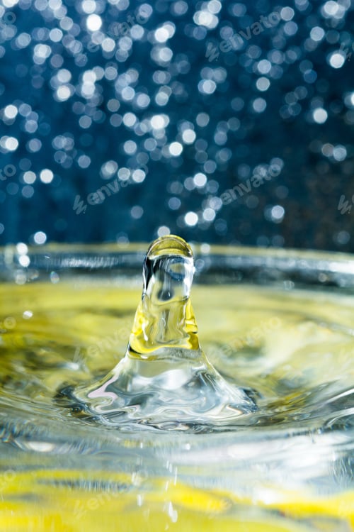 Preview: Abstract, Colorful Composition With Small Bokeh Lights, Water Drops And Water Texture. Can Be Used