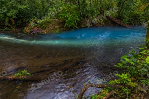 Preview: Two Clear Rivers With Different Acidity Mix And Create The River With Turquoise Water. Rio Celeste