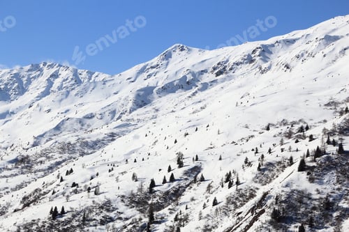 Preview: French Alps Skiing In Winter Snow. Valloire Ski Resort In Europe.