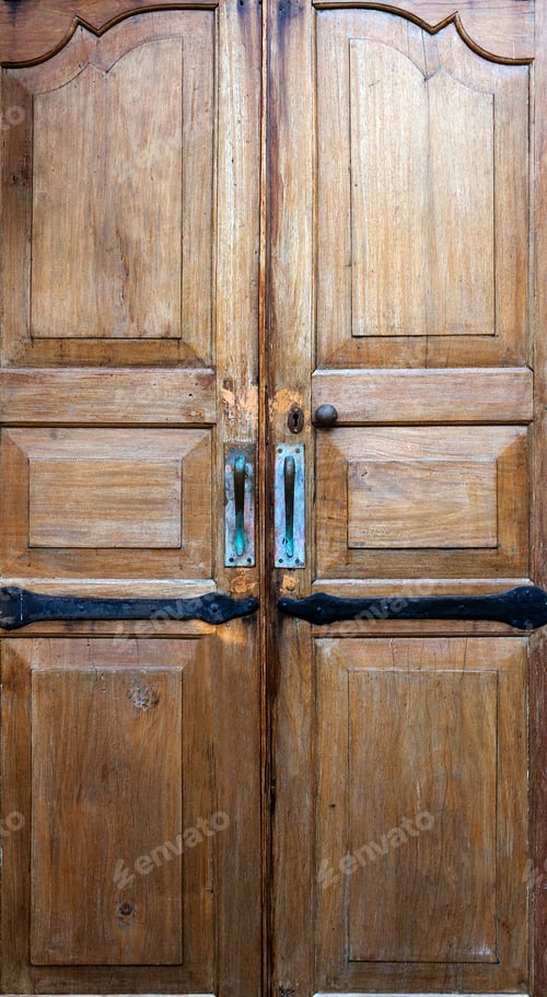 Preview: Old Wooden Brown House Doors Wood Plank Texture Background