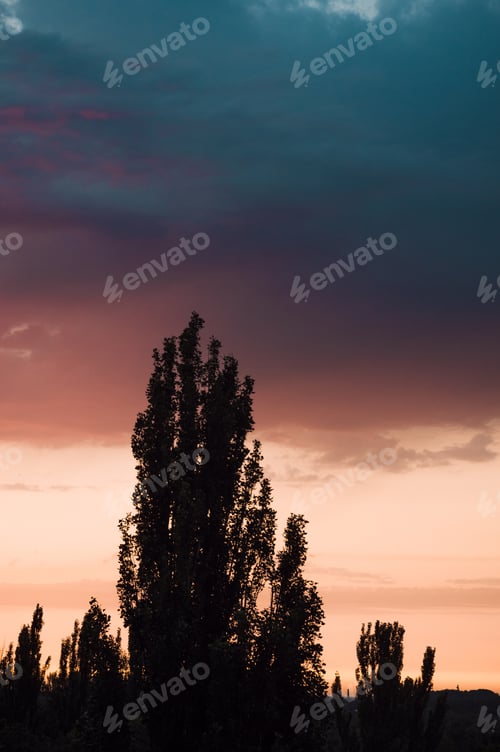 Preview: Landscape With Dramatic Light - Beautiful Golden Sunset With Saturated Sky And Clouds.