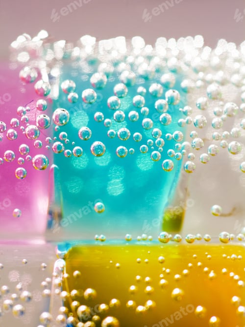 Preview: Abstract Composition With Underwater Tubes With Colorful Jelly Balls Inside And Bubbles