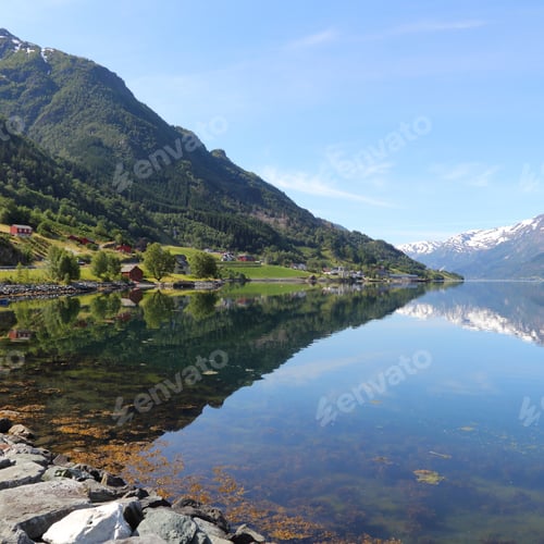 Preview: Norway Fiord Landscape - Part Of Hardanger Fjord Called Sorfjord. Morning View.
