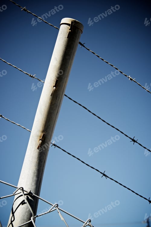Preview: Barbed Wire Fence View In Spain.